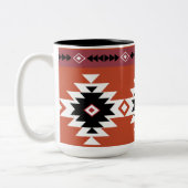 Aztec Colorful Geometric Pattern Tweekleurige Koffiemok (Links)