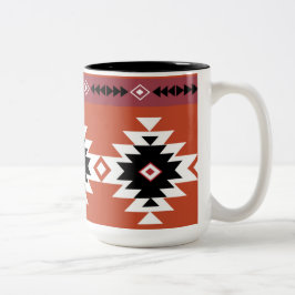 Aztec Colorful Geometric Pattern Tweekleurige Koffiemok
