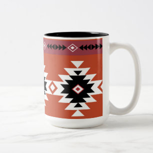 Aztec Colorful Geometric Pattern Tweekleurige Koffiemok
