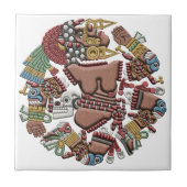 Aztec Coyolxauhqui Tile Tegeltje (Voorkant)
