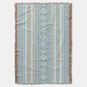 Aztec Cream Oranje Blue Mixed Motif H Patroon Deken (Voorkant Verticaal)