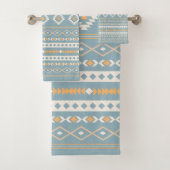 Aztec Cream Oranje Blue Mixed Motif Pattern Bad Handdoek (Insitu)