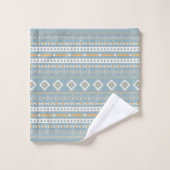 Aztec Cream Oranje Blue Mixed Motif Pattern Bad Handdoek (Wasdoekje)