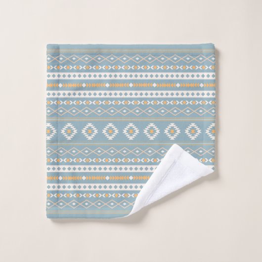 Aztec Cream Oranje Blue Mixed Motif Pattern Bad Handdoek (Wasdoekje)