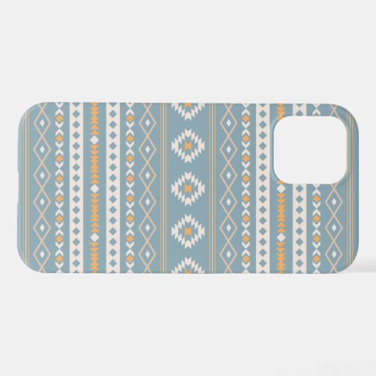 Aztec Cream Oranje Blue Mixed Motif Pattern iPhone Hoesje (Achterkant horizontaal)