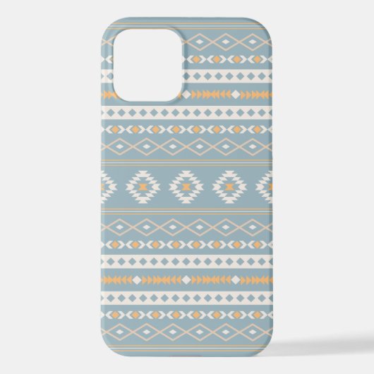 Aztec Cream Oranje Blue Mixed Motif Pattern iPhone Hoesje (Achterkant)