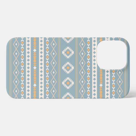 Aztec Cream Oranje Blue Mixed Motif Pattern iPhone Hoesje (Achterkant horizontaal)
