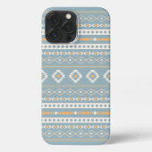 Aztec Cream Oranje Blue Mixed Motif Pattern iPhone Hoesje (Achterkant)