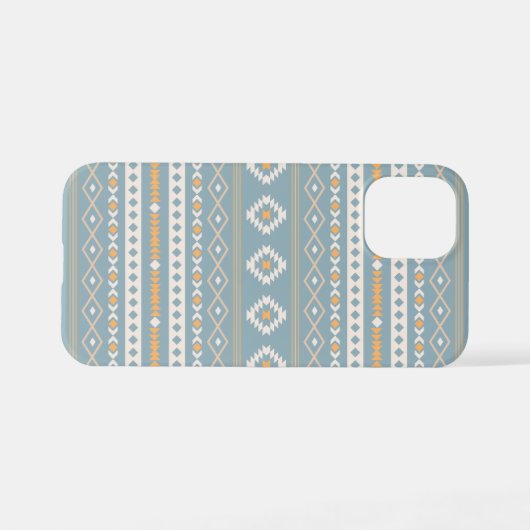 Aztec Cream Oranje Blue Mixed Motif Pattern iPhone Hoesje (Achterkant horizontaal)