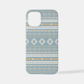 Aztec Cream Oranje Blue Mixed Motif Pattern iPhone Hoesje (Achterkant)