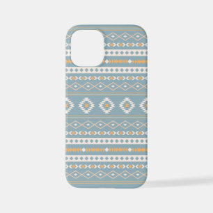 Aztec Cream Oranje Blue Mixed Motif Pattern iPhone 12 Mini Hoesje