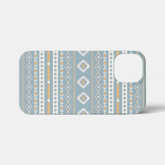 Aztec Cream Oranje Blue Mixed Motif Pattern iPhone Hoesje (Achterkant horizontaal)