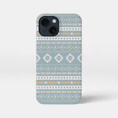 Aztec Cream Oranje Blue Mixed Motif Pattern iPhone Hoesje (Achterkant)