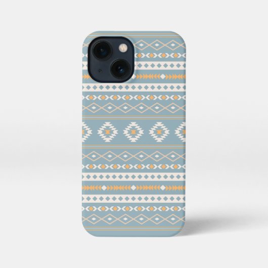 Aztec Cream Oranje Blue Mixed Motif Pattern iPhone Hoesje (Achterkant)