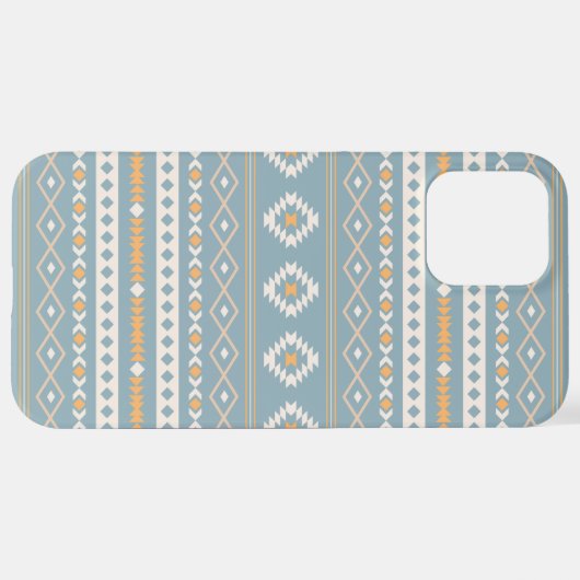 Aztec Cream Oranje Blue Mixed Motif Pattern iPhone Hoesje (Achterkant horizontaal)