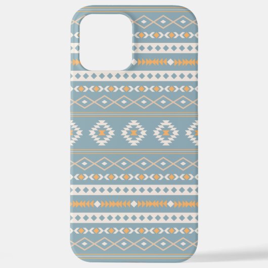 Aztec Cream Oranje Blue Mixed Motif Pattern iPhone Hoesje (Achterkant)