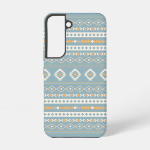 Aztec Cream Oranje Blue Mixed Motif Pattern Samsung Galaxy Hoesje