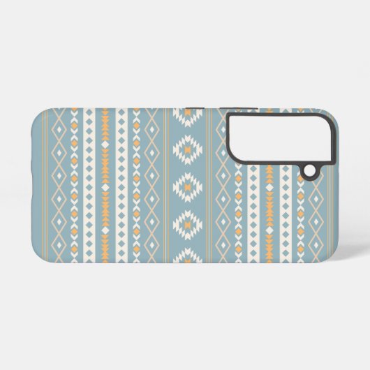 Aztec Cream Oranje Blue Mixed Motif Pattern Samsung Galaxy Hoesje (Achterkant horizontaal)