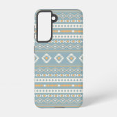 Aztec Cream Oranje Blue Mixed Motif Pattern Samsung Galaxy Hoesje (Achterkant)