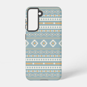 Aztec Cream Oranje Blue Mixed Motif Pattern Samsung Galaxy Hoesje