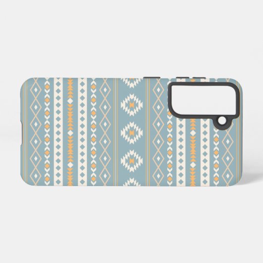 Aztec Cream Oranje Blue Mixed Motif Pattern Samsung Galaxy Hoesje (Achterkant horizontaal)