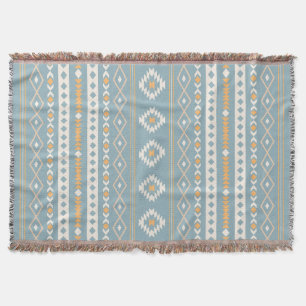 Aztec Cream Oranje Blue Mixed Motif V Patroon Deken