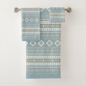 Aztec Cream Oranje Blue Motif Rpt Pattern Bad Handdoek (Insitu)