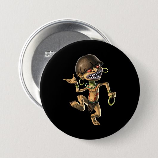 Aztec Creature Chaneque Ronde Button 7,6 Cm (Voorkant /achterkant)