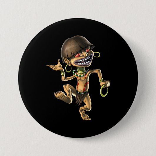 Aztec Creature Chaneque Ronde Button 7,6 Cm (Voorkant)