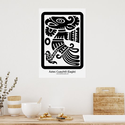 Aztec Cuauhtli - Eagle (Black) Print (Keuken)