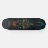 Aztec Cyber Skull Futuristic Tribal Persoonlijk Skateboard (Horizontaal)