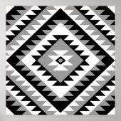Aztec Diamond Motif Design Black White Grey Poster (Voorkant)