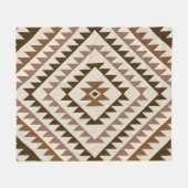 Aztec Diamond Motif Design Browns+Cream Fleece Deken (Voorkant (Horizontaal))
