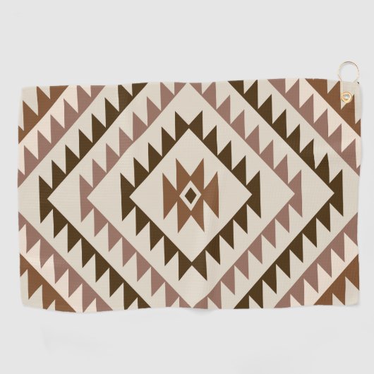 Aztec Diamond Motif Design Browns+Cream Golfhanddoek (Horizontaal)