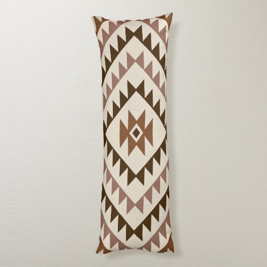 Aztec Diamond Motif Design Browns+Cream Lichaamskussen (Achterkant (Verticaal))