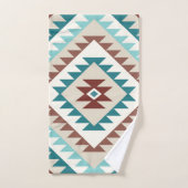 Aztec Diamond Motif Design Teals Creams Bruins Bad Handdoek (Handdoek)