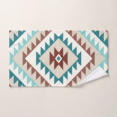 Aztec Diamond Motif Design Teals Creams Bruins Bad Handdoek (Handdoek)