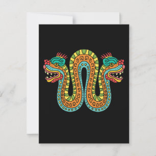 Aztec Double Headed Serpent Snake Mexico Art Briefkaart