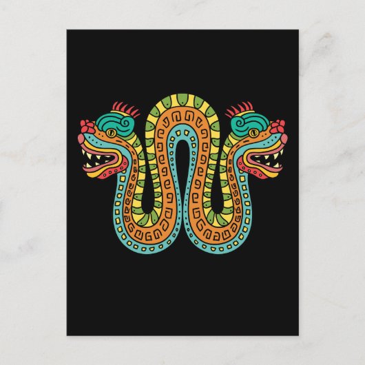 Aztec Double Headed Serpent Snake Mexico Art Briefkaart (Voorkant)