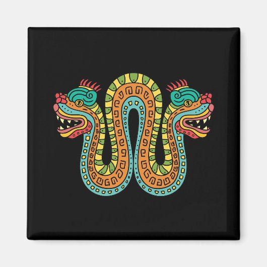 Aztec Double Headed Serpent Snake Mexico Art Magneet (Voorkant)