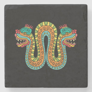 Aztec Double Headed Serpent Snake Mexico Art Stenen Onderzetter