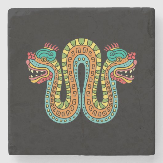 Aztec Double Headed Serpent Snake Mexico Art Stenen Onderzetter (Voorkant)