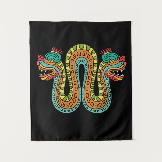 Aztec Double Headed Serpent Snake Mexico Art Wandkleed (Voorkant)