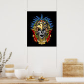 Aztec Eagle Skull Indianenwormmasker Poster (Keuken)