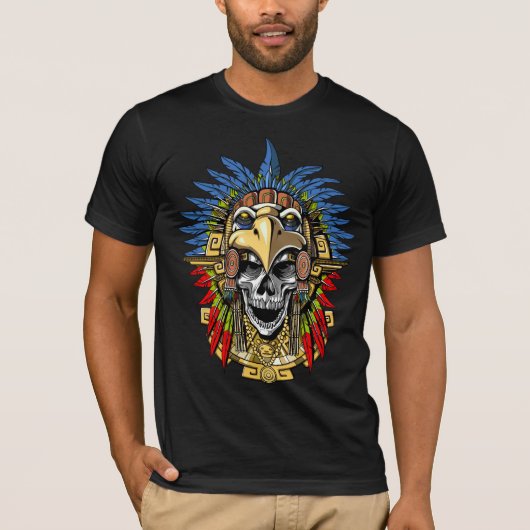 Aztec Eagle Skull Indianenwormmasker T-shirt (Voorkant)