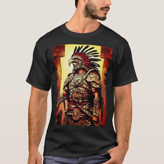 Aztec Eagle Warrior T-shirt - ingewikkeld Tattoo (Voorkant)