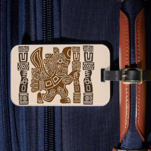 Aztec Eagle Warrior Tribal Oude kunst Bagagelabel