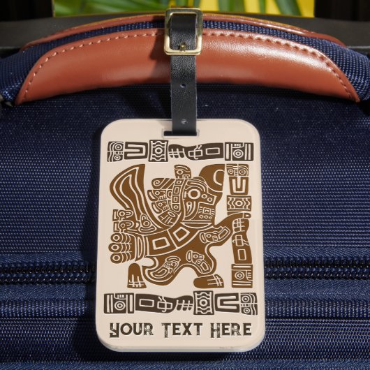 Aztec Eagle Warrior Tribal Oude kunst Bagagelabel (Voorkant Insitu 2)