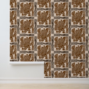 Aztec Eagle Warrior Tribal Oude kunst Behang