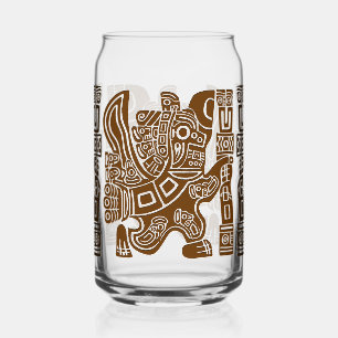 Aztec Eagle Warrior Tribal Oude kunst Blikvorm Glas
